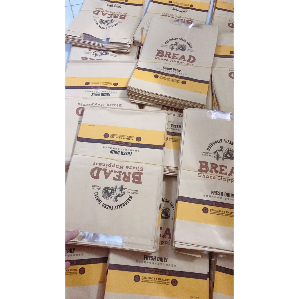 50c Túi giấy đựng bánh mì hoa cúc baking ngang