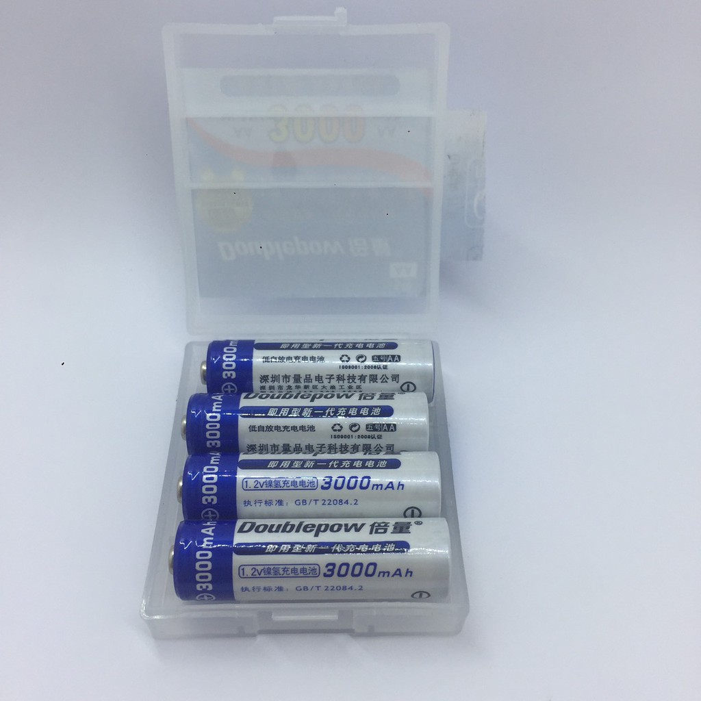 Pin sạc AA dung lượng thực 3000mAh Dowblepow 4 viên kèm hộp