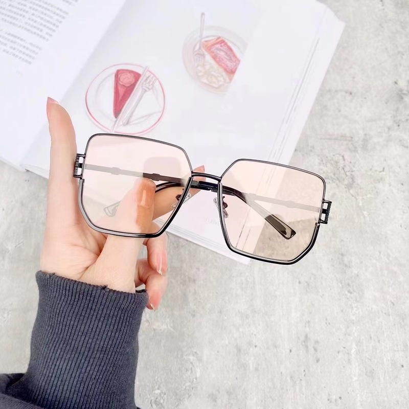 Kính Mát Gọng Vuông Kim Loại Chống Ánh Sáng Xanh Thời Trang Hàn Quốc