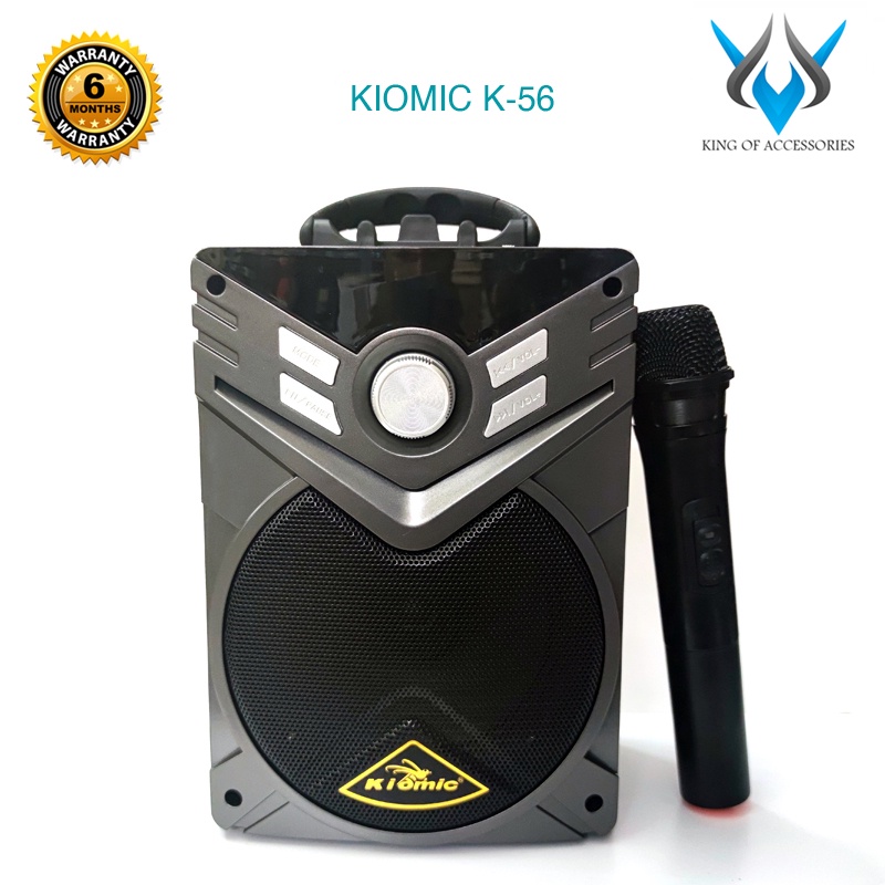 Loa karaoke xách tay 20W KIOMIC K-56 hỗ trợ thẻ nhớ/USB/AUX/FM/jack 6.5mm - kèm micro không dây (Màu Random)
