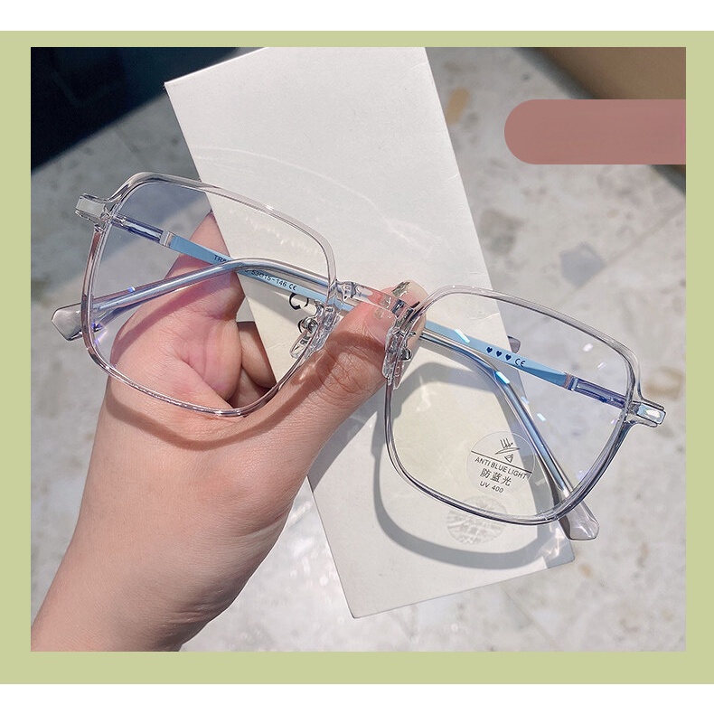 Kính Mát Gọng Vuông Oversized Chống Ánh Sáng Xanh Phong Cách Hàn Quốc Kèm Diopter - 0.5 Đến 600 Cho Nam Và Nữ
