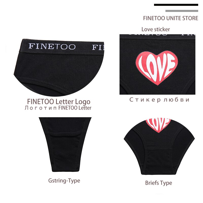 Bộ 1/2 quần lót FINETOO bằng cotton in chữ thời trang cá tính cho nữ