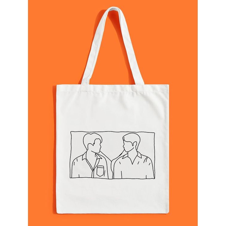 Túi Vải Canvas In Hình 2 Người Thời Trang Cho Nữ