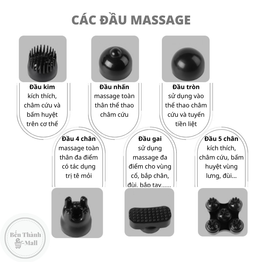 ✈️ [Freeship] MÁY MASSAGE CẦM TAY KHÔNG DÂY MOICO YT1708 [6 đầu massage chuyên dụng]