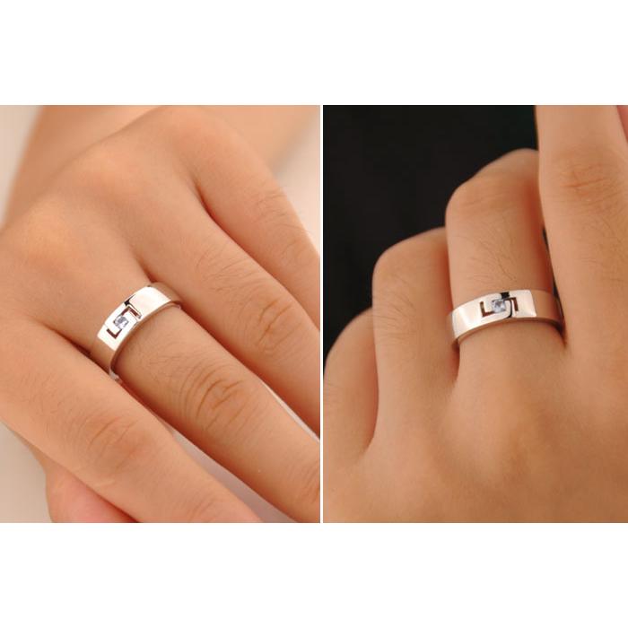 Nhẫn đôi Bạc Hiểu Minh NC140 mắt xanh