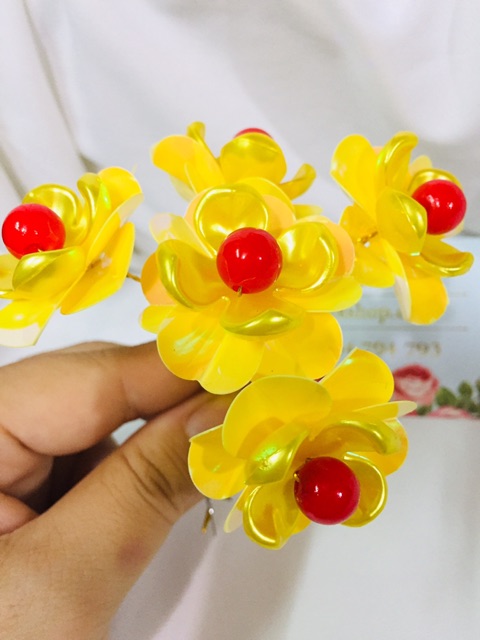 Combo 5 hoa mai pha lê 3D 4cm nguyên liệu HandMade phk shop