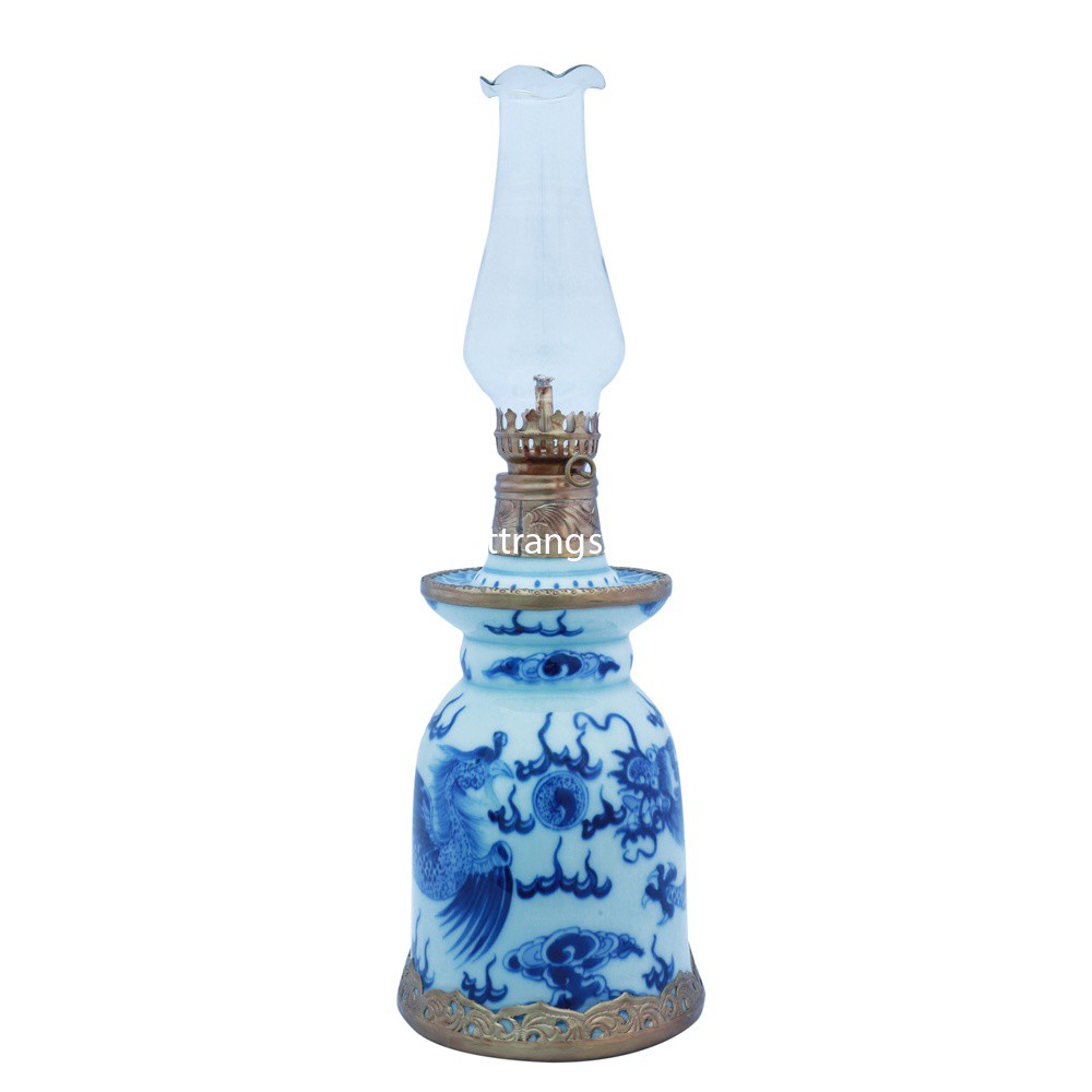 Đèn Thờ Dầu Rồng Phượng Viền Đồng