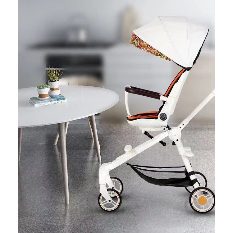 Xe đẩy 2 chiều gấp gọn cao cấp V-BABY IX8 - ngã lưng 2 chiều, 3 cấp độ ghế xoay 360 độ.