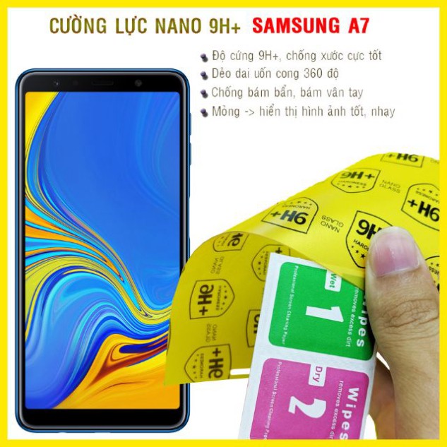 Dán cường lực dẻo nano 9H+ Samsung A7 2016, 2017, 2018