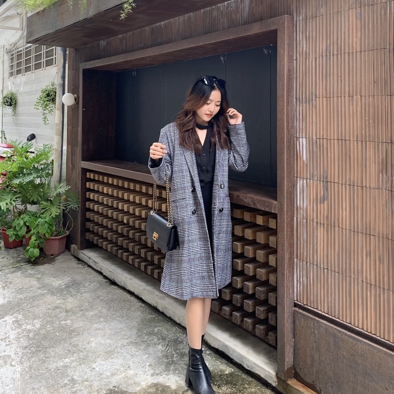 Áo Dạ Kẻ Dáng Dài 2 lớp - MEW