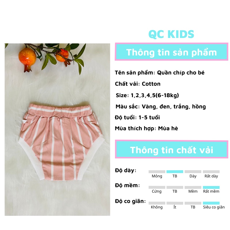 Quần chip bé gái bé trai chất liệu cotton co giãn 4 chiều mẫu kẻ cho bé 6-18kg