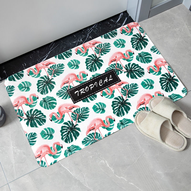 Thảm lót cửa chùi chân Vải Flannel Thấm Hút Tốt Chống Trượt Nhanh Khô Tiện Dụng