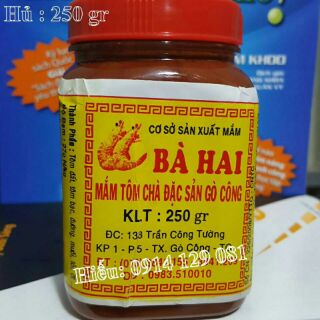 Combo 2 hủ mắm tôm chà Bà Hai Gò Công 250g/ 1 hủ