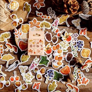 Set 46 nhãn dán in hình thực vật mùa thu trang trí sổ tay DIY