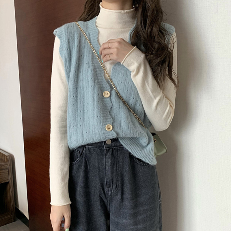 Áo sweater SUXI dệt kim cổ chữ V phong cách Hàn Quốc thời trang dành cho nữ