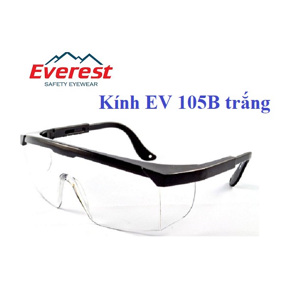 Kính chống bụi Everest EV-105B, tròng kính màu trắng, bảo vệ mắt hiệu quả