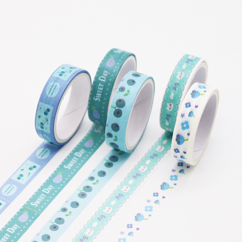 Bộ 5 Cuộn Băng Dính Washi tape màu moradi/retro họa tiết dễ thương dùng trang trí nhật kí / sổ lưu niệm đáng yêu giá rẻ