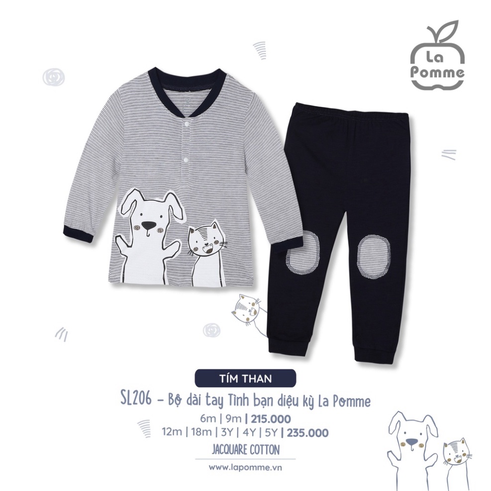 Bộ dài tay La Pomme phối màu mặt gấu hãng La Pomme (13058)