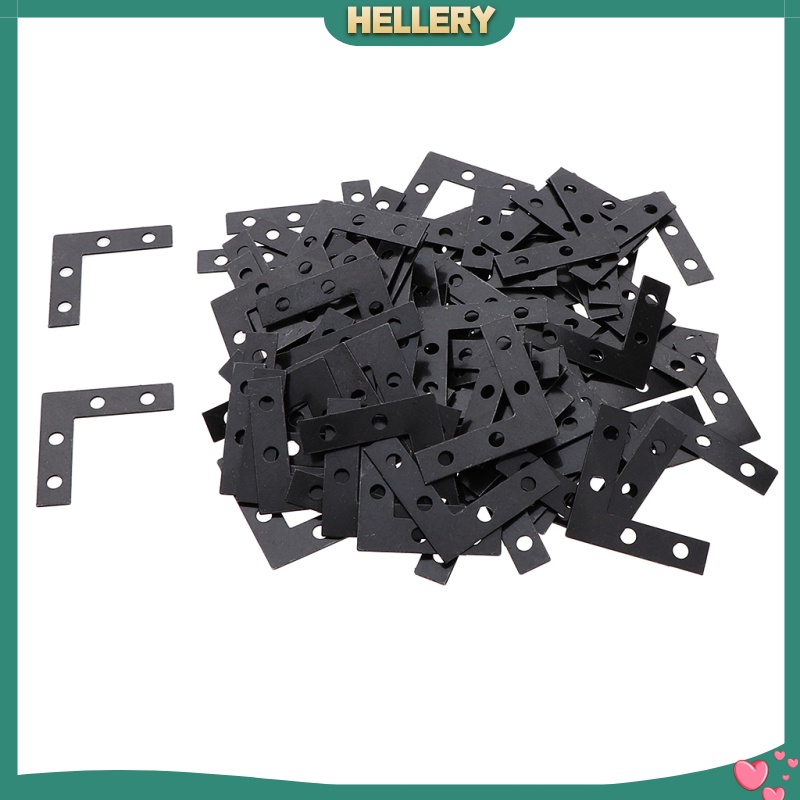 [HELLERY]100pcs Angle Plate Corner Brace Flat L Shape Repair Bracket 38x38mm Black