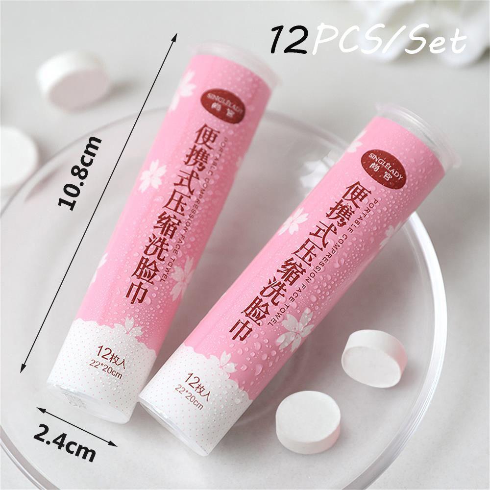 JUNE Bộ 12 / 30 / 50 Khăn Giấy Nén Bằng Cotton Nguyên Chất Dùng Khi Đi Du Lịch