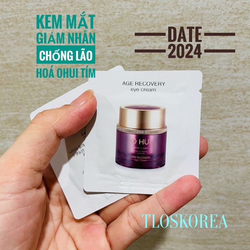 Combo 10 gói kem mắt Ohui Tím Recovery Eye Cream 1ml - Chống nhăn - chống lão - mềm mịn