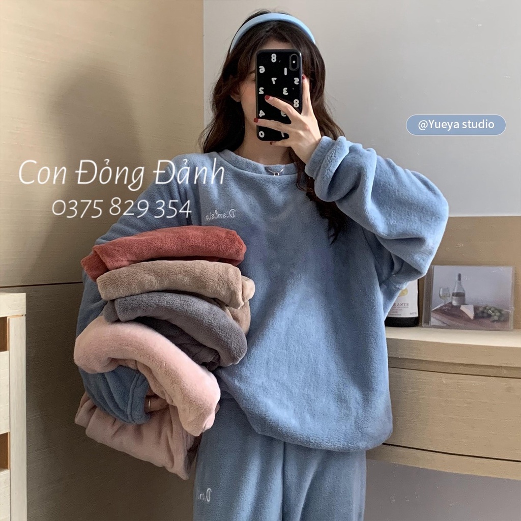 [RẺ VÔ ĐỊCH] BỘ MẶC NHÀ LÔNG MỀM SIÊU ẤM HÀNG QUẢNG CHÂU DN021