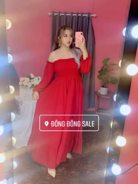 [ HOT] Váy maxi đỏ, vàng nhún ngực, chân viền bèo. Siêu đẹp - kèm 20 hình khách mặc - có video khách feeback - siêu đẹp | BigBuy360 - bigbuy360.vn