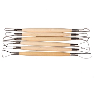 6 Dụng cụ điêu khắc đất sét cán gỗ 8 inch