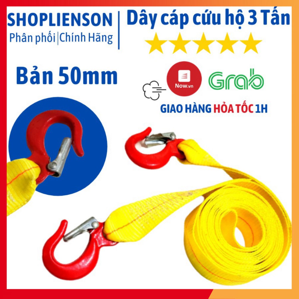 Dây cáp vải cứu hộ ô tô, cáp kéo xe, dây bẹ nâng hàng tải làm việc 1.5 tấn, tải đứt 3 tấn, bản 50mm - Cơ Khí Liên Sơn Kh