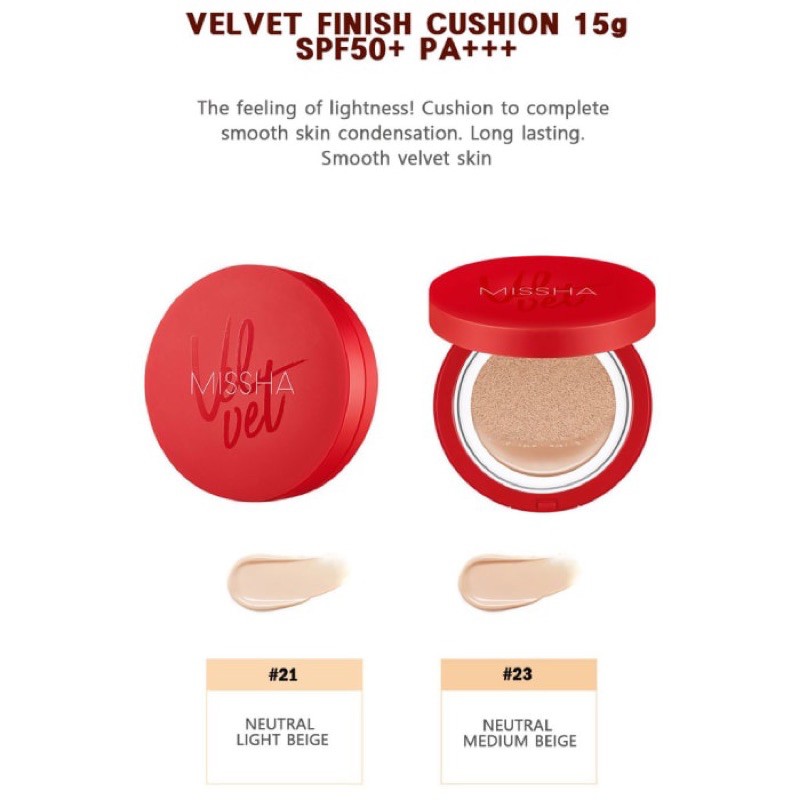 Cushion Missha Velvet Finish SPF 50+ PA+++