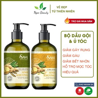 Cặp gội xả gừng tươi 100% Sinh Khương ngăn ngừa rụng tóc, mọc tóc 500ml - Ngọc Beauty
