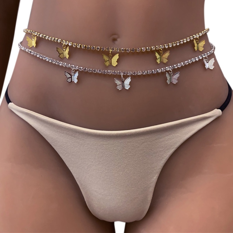 Dây Xích Đeo Thắt Lưng Đính Hình Bướm Có Thể Điều Chỉnh Cho Nữ