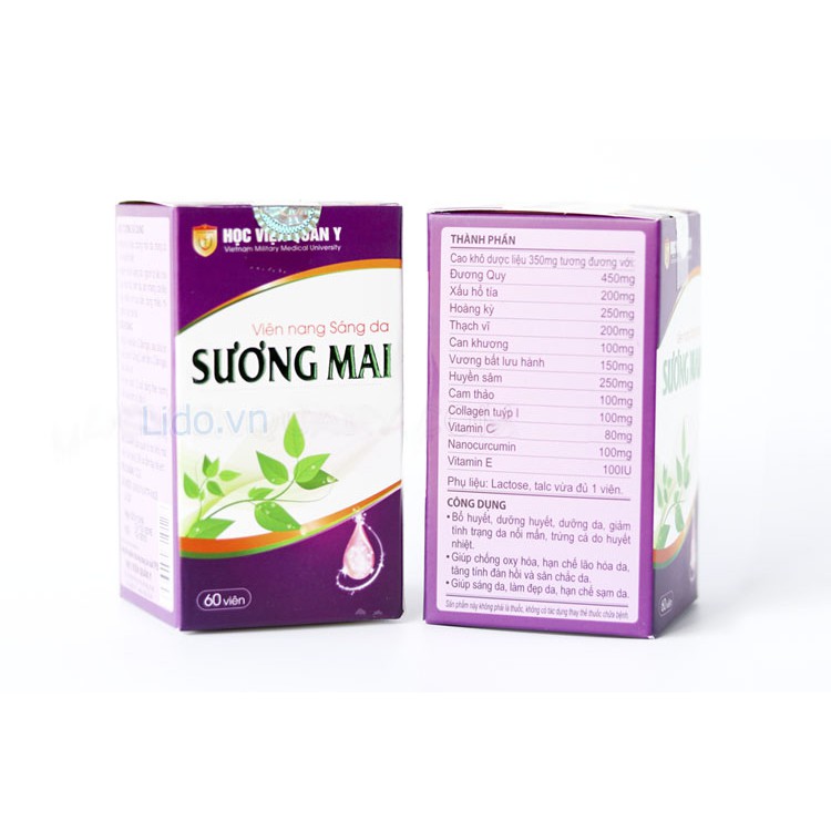 Liệu trình 6 hộp viên uống sáng da Sương Mai Học Viện Quân Y