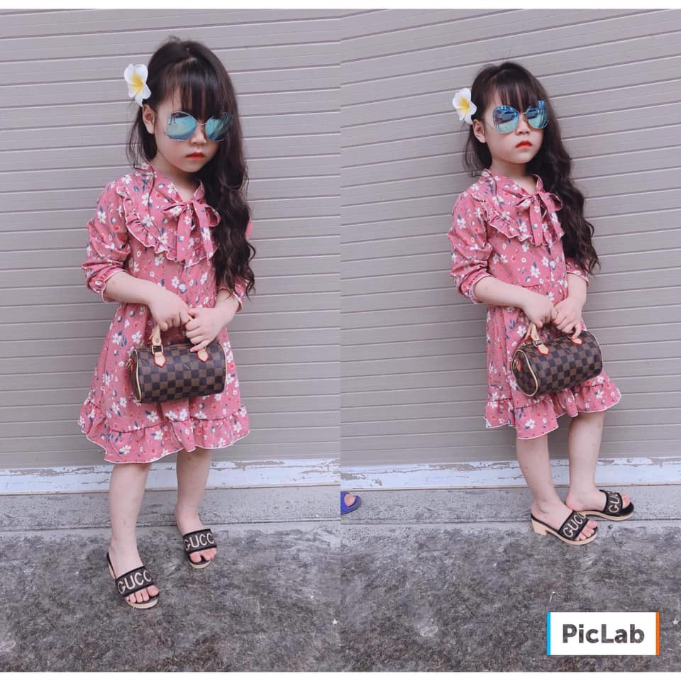 Váy Hoa dài tay điệu đà diện thu cho bé gái thêm sang chảnh - vtvdt