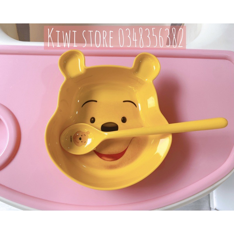 Bộ bát thìa ăn dặm gấu Pooh cho bé (nhựa nhíp Thái Lan có tem)