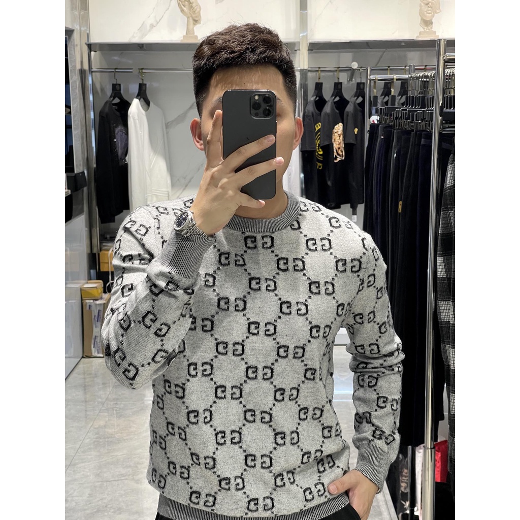 Áo len nam thời trang cao cấp GUCCI GG GC với kiểu dáng trẻ trung và họa tiết thương hiệu kinh điển