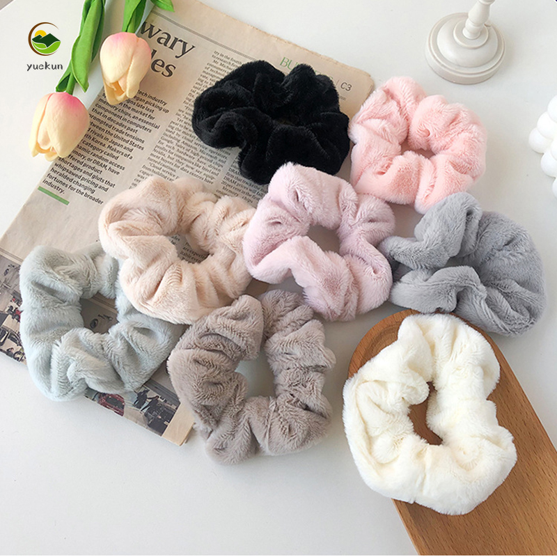 Dây buộc tóc lót lông dễ thương màu thanh lịch