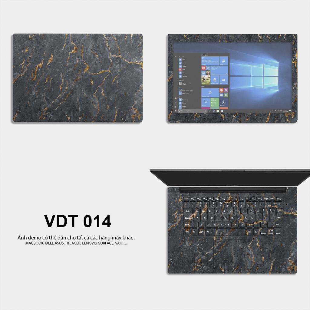 Bộ skin dán laptop mẫu Vân Đá Marble / Có mẫu decal dán cho tất cả các hãng máy tính