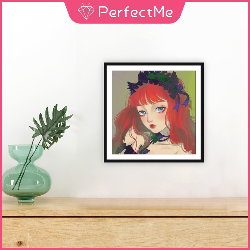 Bộ tranh đính đá 5D tự làm hình cô gái dễ thương 30x30cm