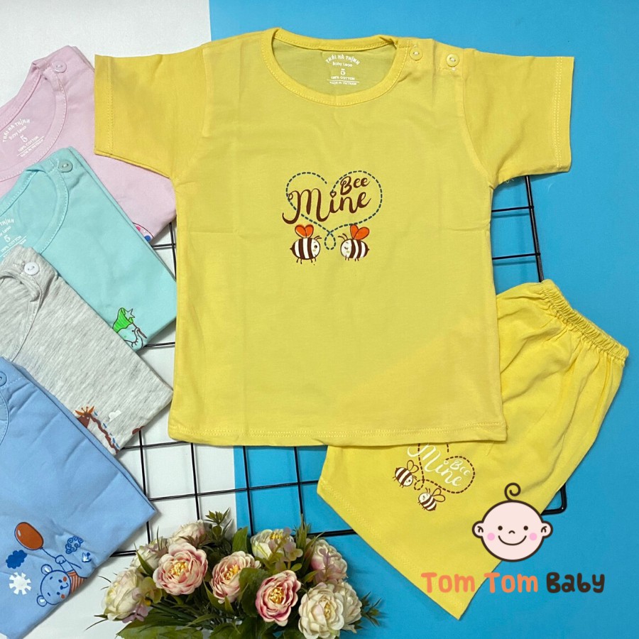 COMBO GIÁ SỈ - Áo sơ sinh Cài Vai Tay Ngắn Màu Thái Hà Thịnh - Chất vải cotton 100% mềm, mịn