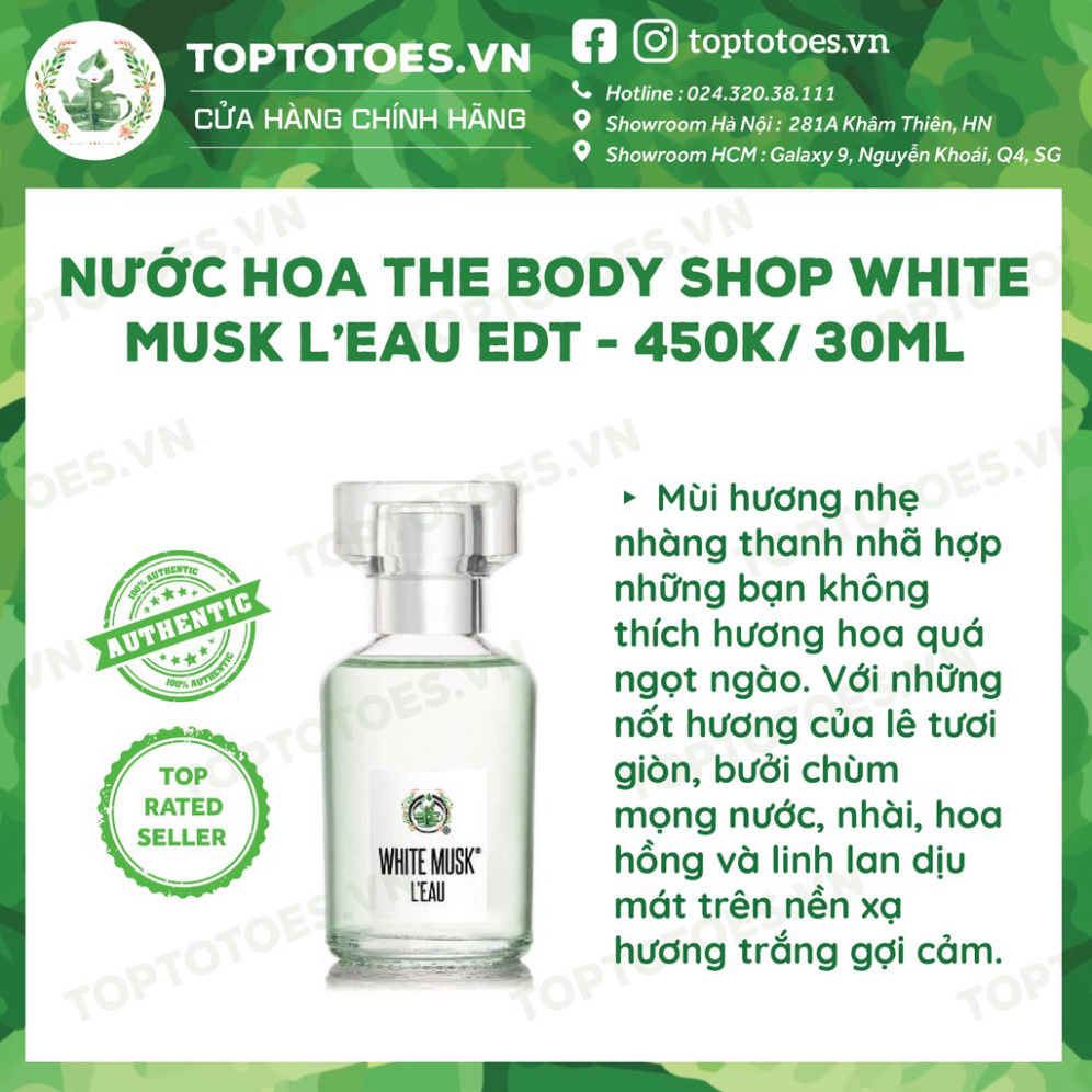 CHI ÂN HÈ Nước hoa The Body Shop White musk/ White musk Flora/ White musk L’eau/ Black musk CHI ÂN HÈ