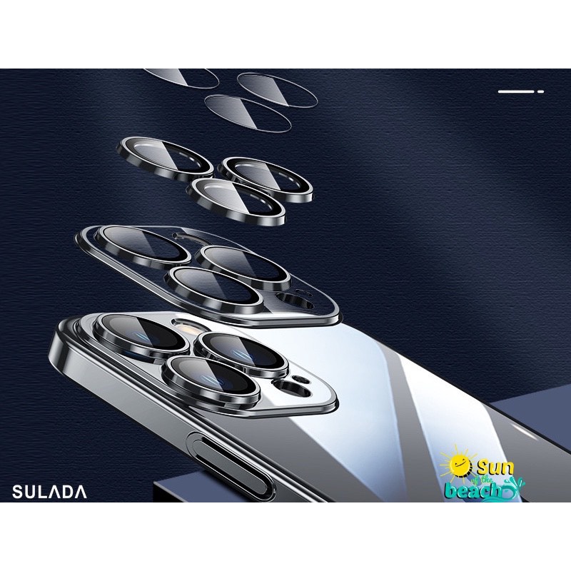 CHÍNH HÃNG Ốp cứng cao cấp SULADA Cực Đẹp lưng trong viền màu có lớp kính bảo vệ camera Iphone 14 PLUS PRO MAX