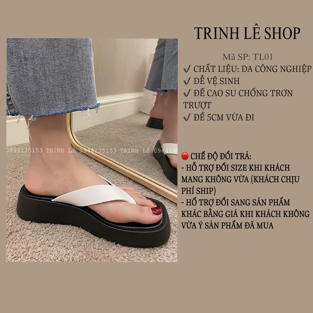 DÉP LÊ NỮ ĐẾ XUỒNG BÁNH MÌ CAO 5CM PHỐI NHIỀU MÀU HOT TREND TRINH LÊ SHOP GIÀY DÉP TL01