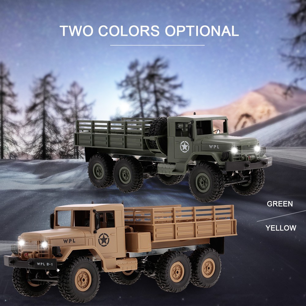 Xe tải quân sự điện đồ chơi wpl b-16 1 / 16 2.4G 2CH 6wd