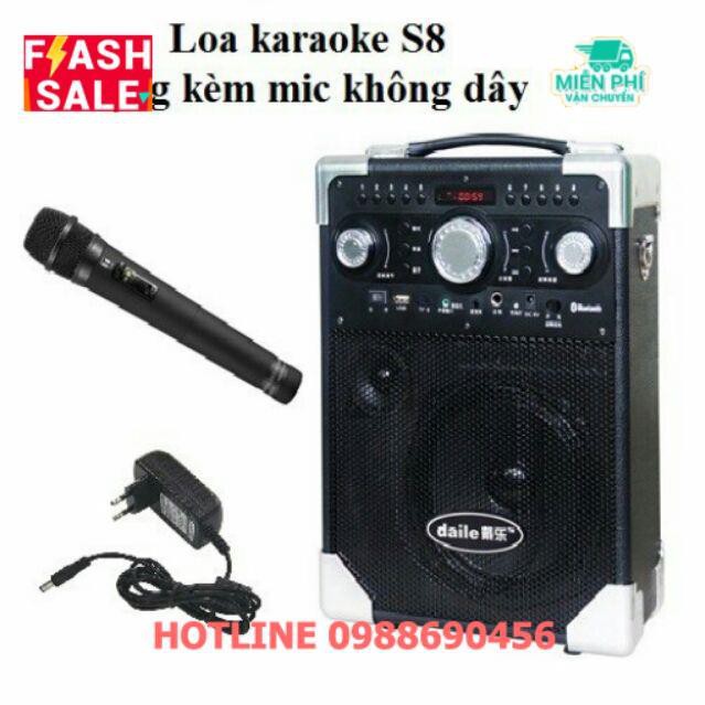 Loa kéo bluetooth karaoke Daile S8 tặng kèm micro không dây