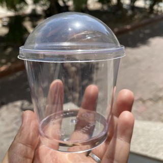 Set 50 ly nhựa PS cứng hình tròn lớn có nắp cầu, đường kính đáy 52mm* cao 70mm* đường kính miệng ly 77m ( 50 hộp)m