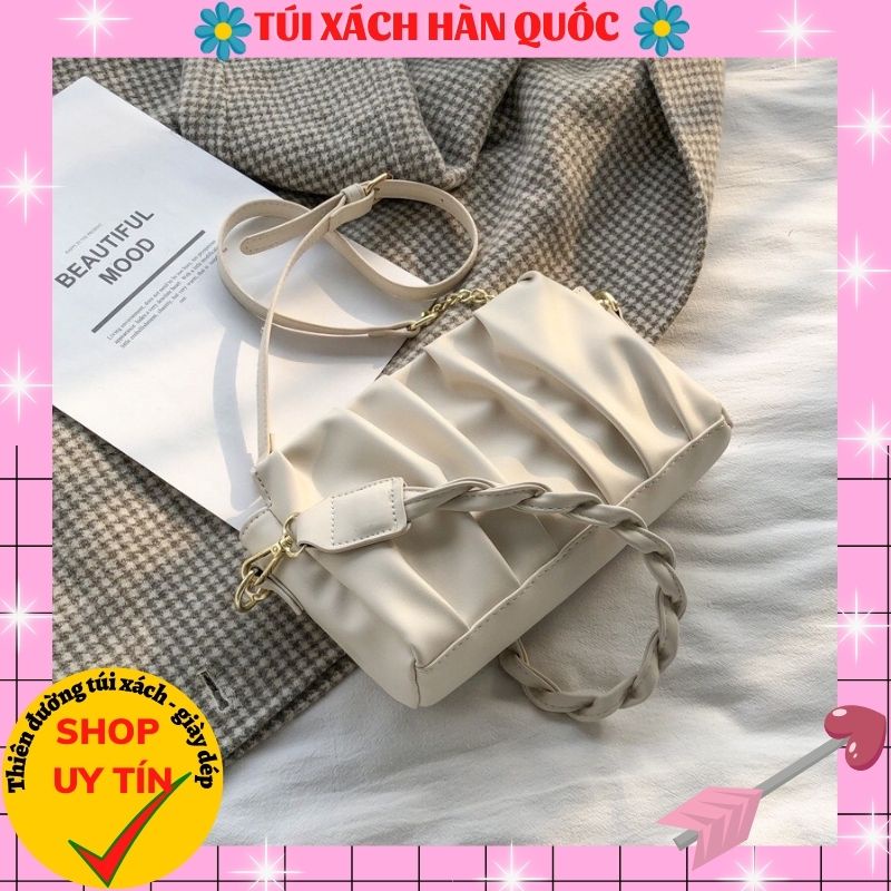 Túi Đeo Chéo Nữ Đẹp FREESHIP Túi Kẹp Nách Quai Tết Xếp Ly Da Mềm TXHQ 96