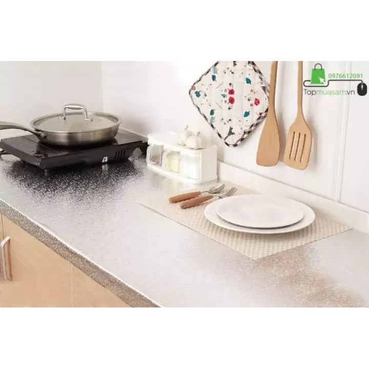 Cuộn giấy bạc dán bếp chống thấm cách nhiệt 3mx60cm - giấy bạc dán bếp chống dính dễ dàng vệ sinh a26