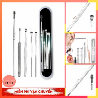 Set Dụng Cụ Lấy Ráy Tai Bằng Thép Không Gỉ Kèm Hộp Đựng
