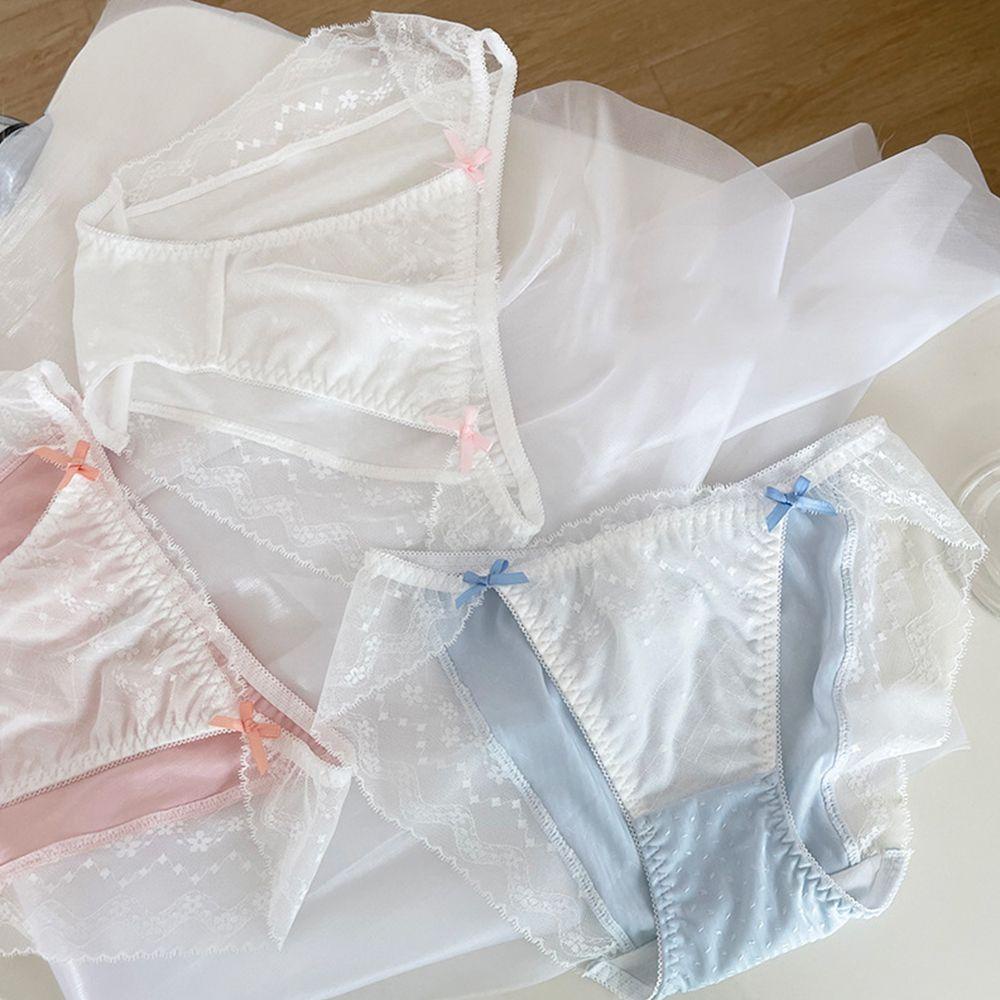 Quần Lót Cotton Phối Ren Thoáng Khí Lưng Vừa 26Ede Ngọt Ngào Cho Nữ